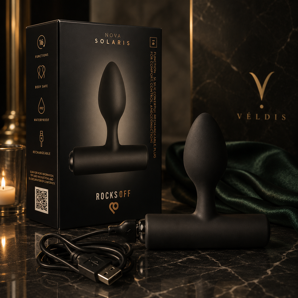 ROCKS-OFF - NOVA SOLARIS RECHARGEABLE SLIM & POWERFUL ANAL PLUG 16 FUNCTION BLACK