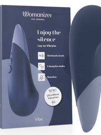 WOMANIZER - VIBE LAY-ON SILENT VIBRATOR DARK BLUE