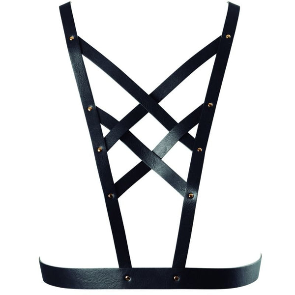 Maze Crossed Harness with Neckline — Black
