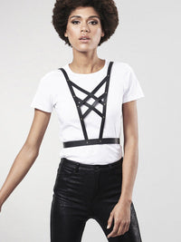 Maze Crossed Harness with Neckline — Black